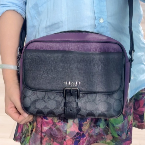 coach Hudson Crossbody In Colorblock Signature Canvas - Picture 8 of 9